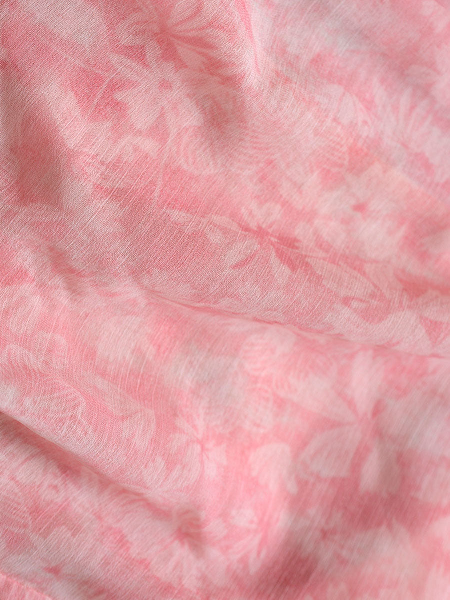 Chiffon Floral Printed Pink Dress