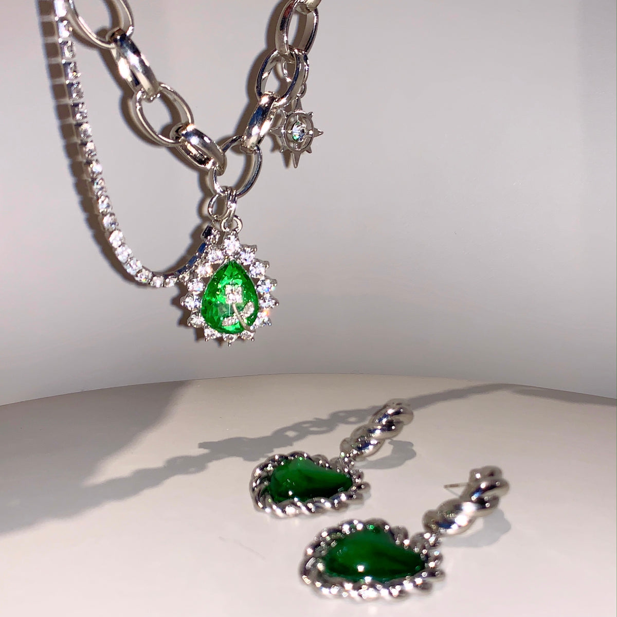 Heart Emerald Earrings