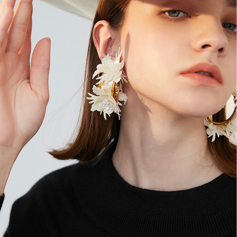 Fabric Flower Earrings