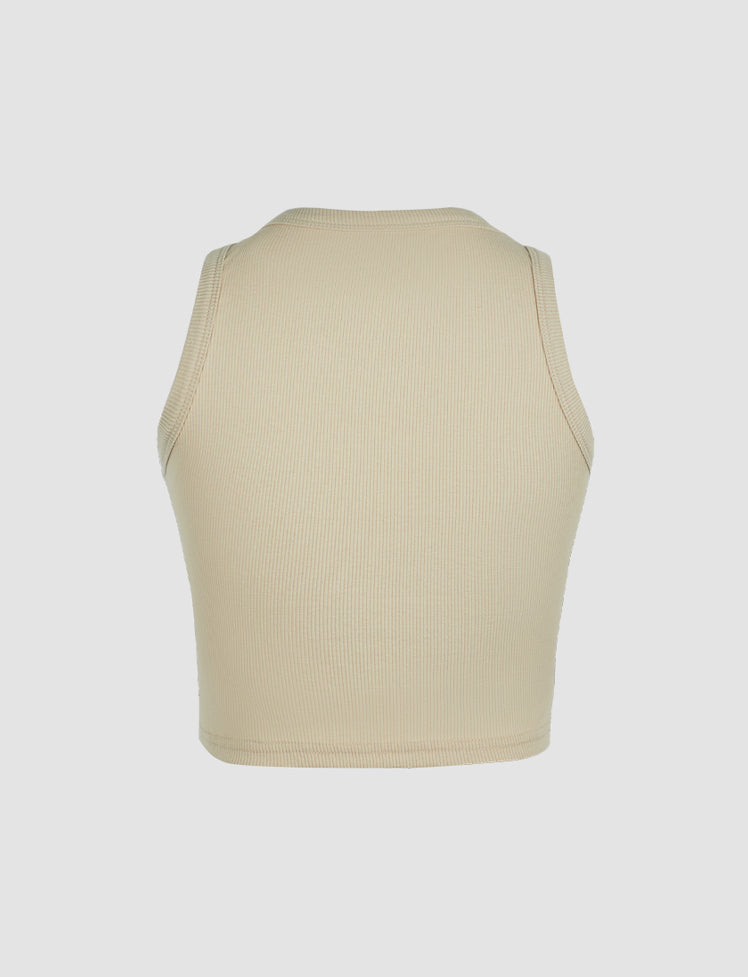 Buttons Solid Tank Top