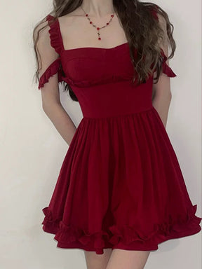 Romantic Red Sleeveless Backless Dress