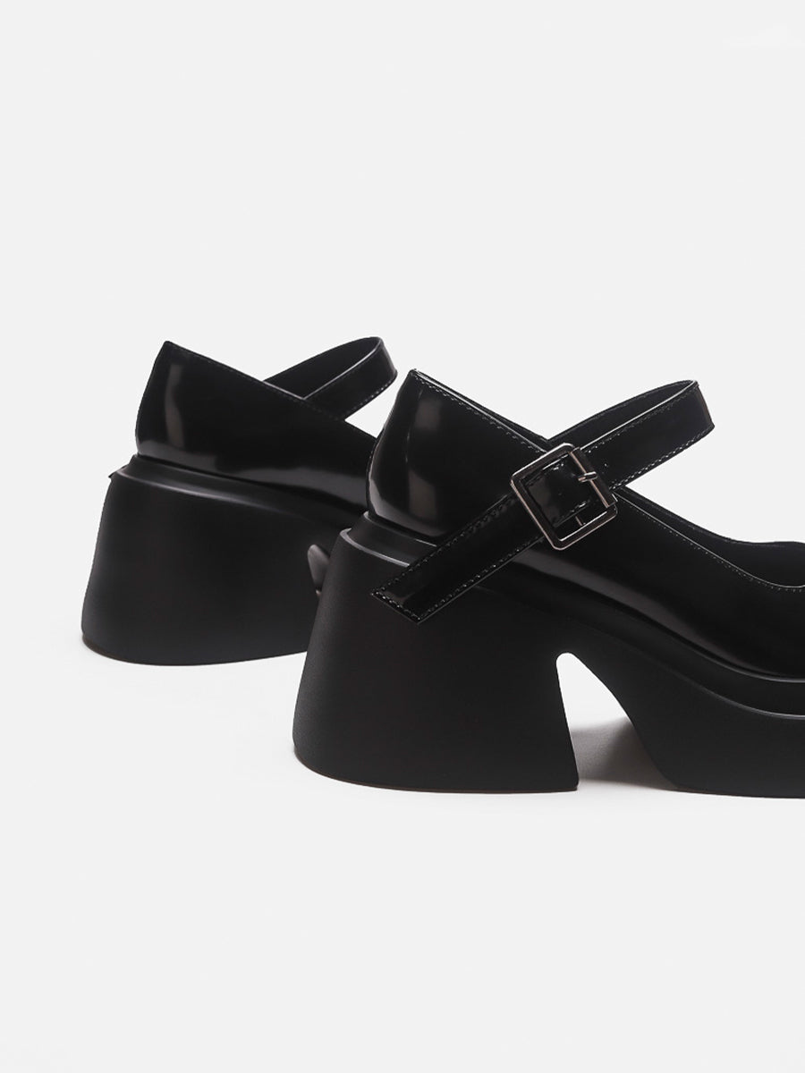 Solid Color Ankle Strap Platform Pumps