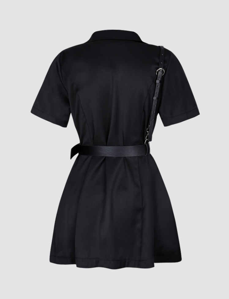 Black Blazer Dress With Belt