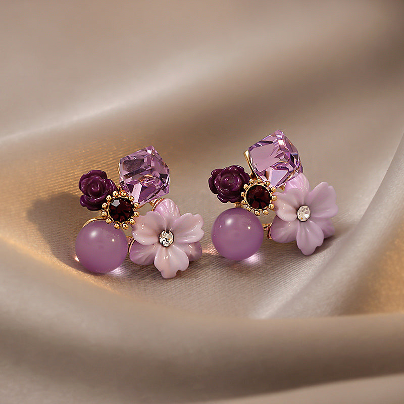 Purple Flower Earrings