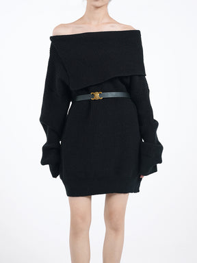 Strapless Knit Sweater Dress with Belt
