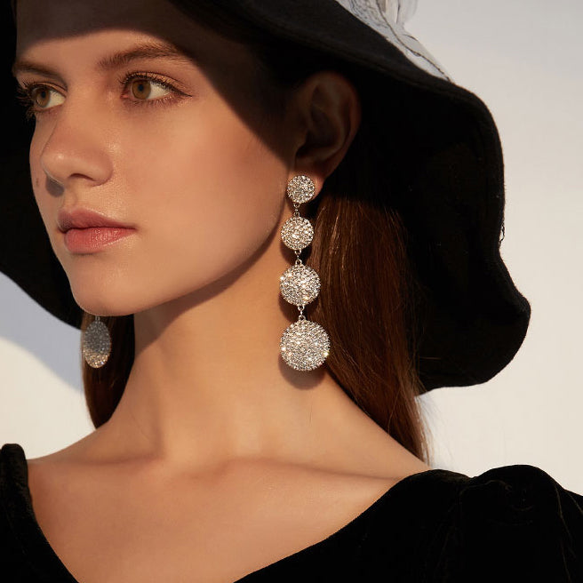 Bling-bling Rhinestone Disc Earrings