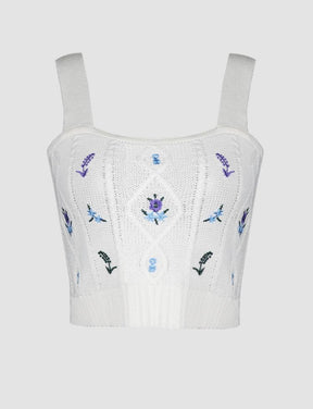 Vintage Floral Knit Tank Top