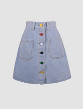Colorful Buttons Denim Skirt
