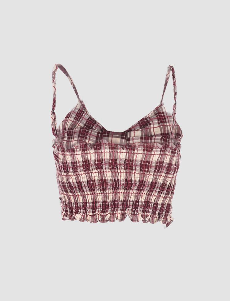 Red Checked Bow Crop Top