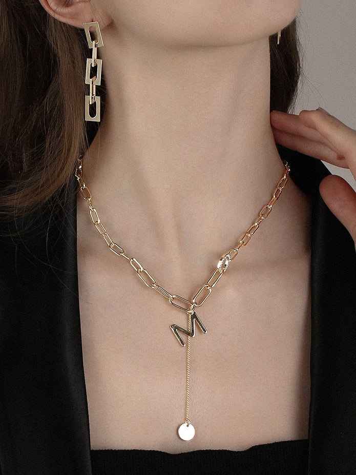 Golden M Letter Necklace