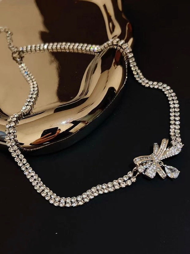 Silver Bow Necklace alloy