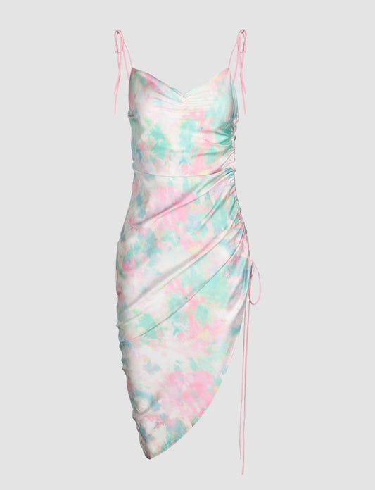 Fantasy Color Drawstring Cami Dress