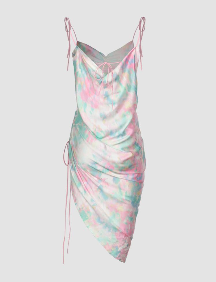 Fantasy Color Drawstring Cami Dress