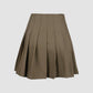 Retro Khaki Pleated Mini Skirts