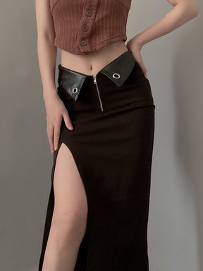Split Slim Midi Skirt