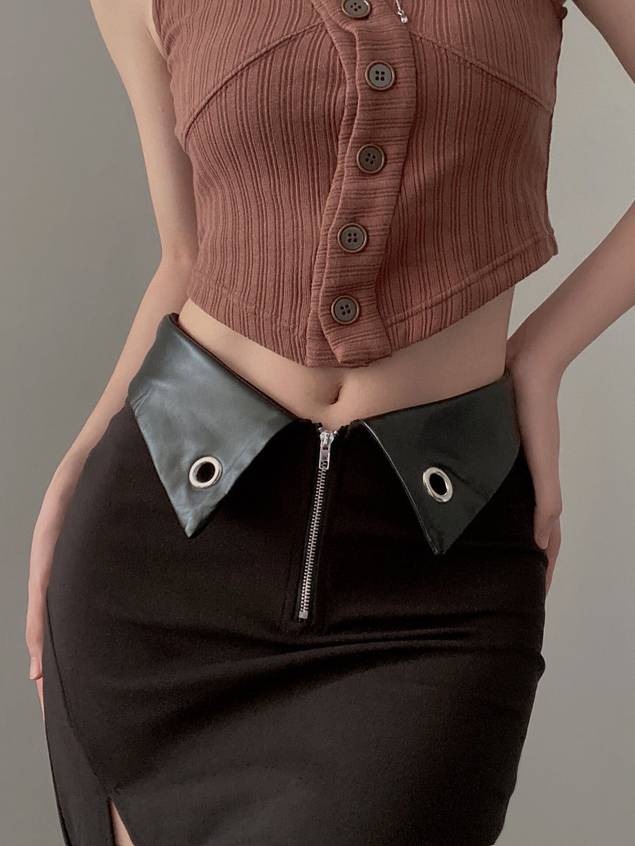 Split Slim Midi Skirt