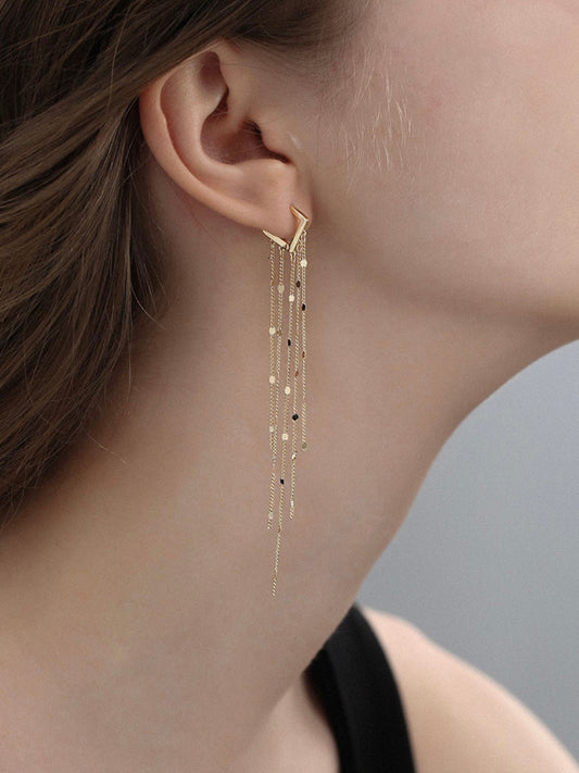 Square Framed Tassel Earrings