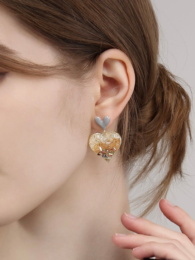 Heart-shaped Crystal Earrings