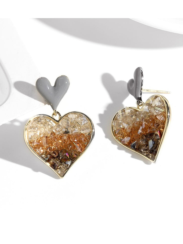 Heart-shaped Crystal Earrings