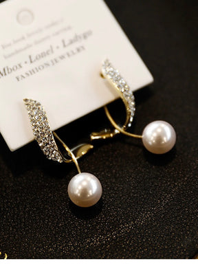 Gold Leaf Pearl Earrings