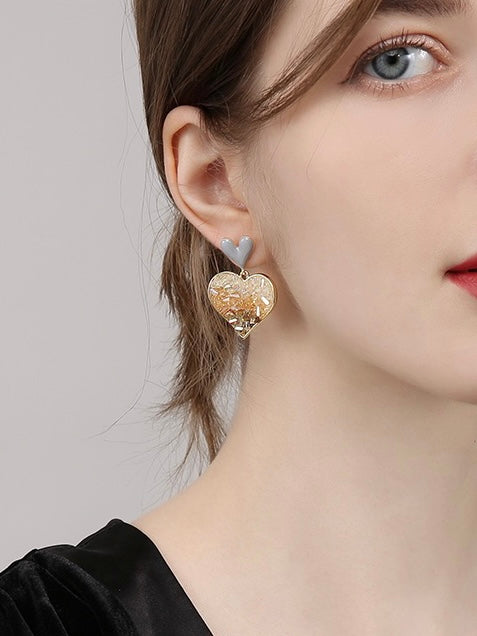 Heart-shaped Crystal Earrings