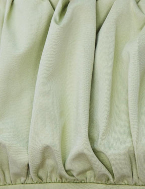 Green Fold Pleated Crop Top