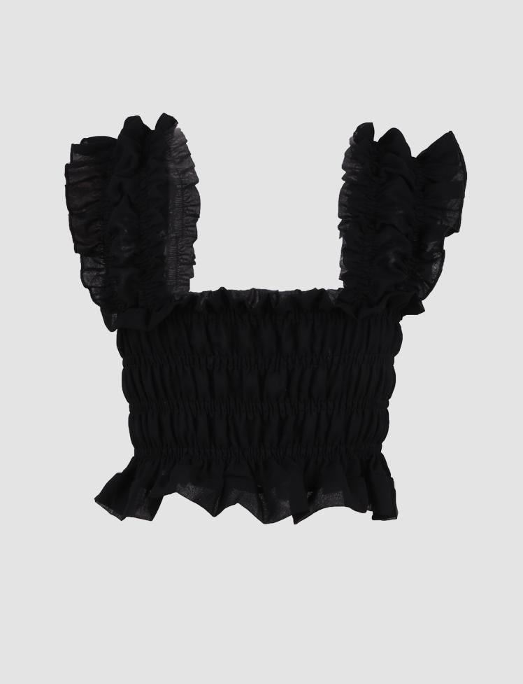 Fold Pleated Bow Decor Top