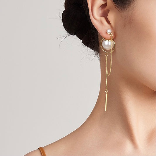Irregular Pearl Tassel Earrings