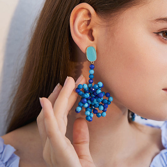 Tri-color Cute Flower Earrings