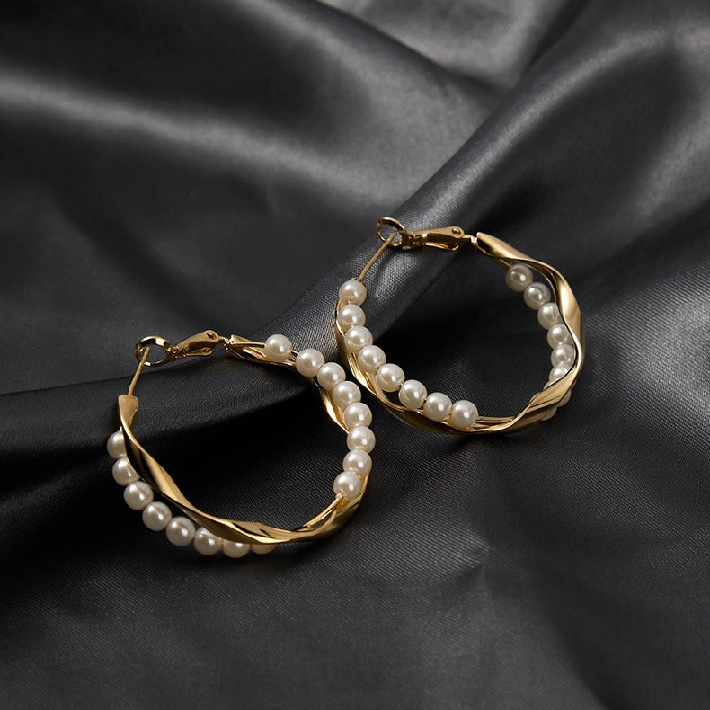 Two-color Flower Round Earrings