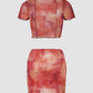 Ruffled Tie-dye Tee Top&Skirt Set