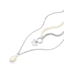 Double Pearl Flower Necklace