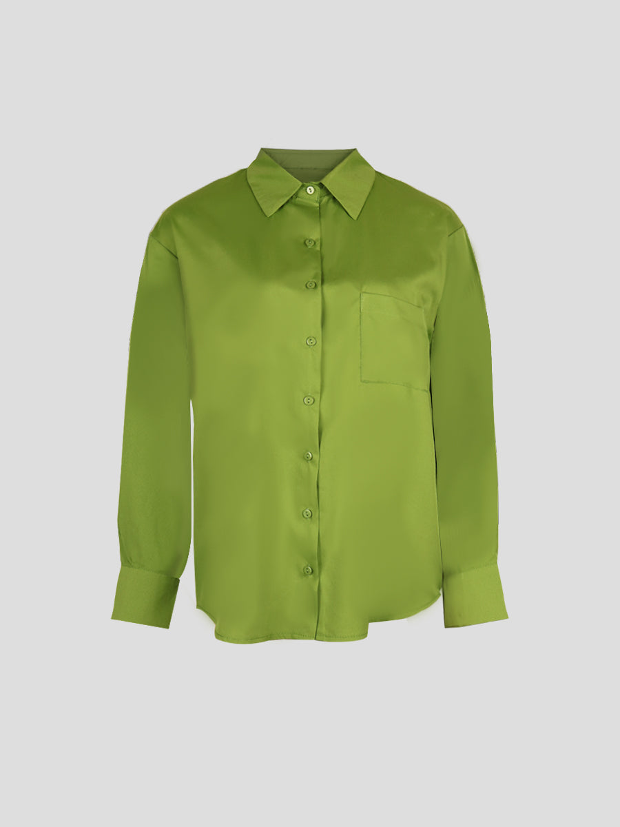 Green Oversize Silk Shirt