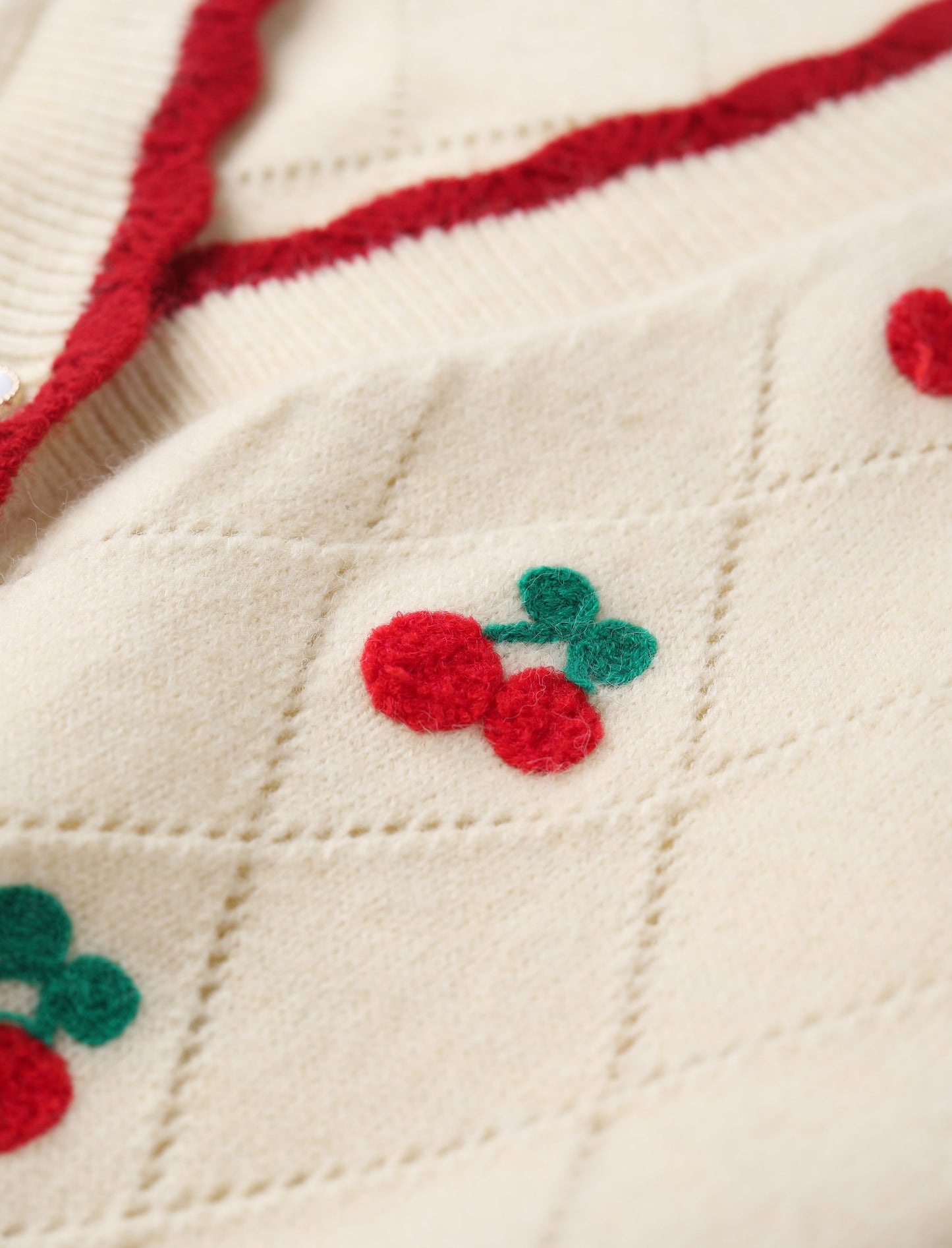 Cherry Decorated Lace Cardigan