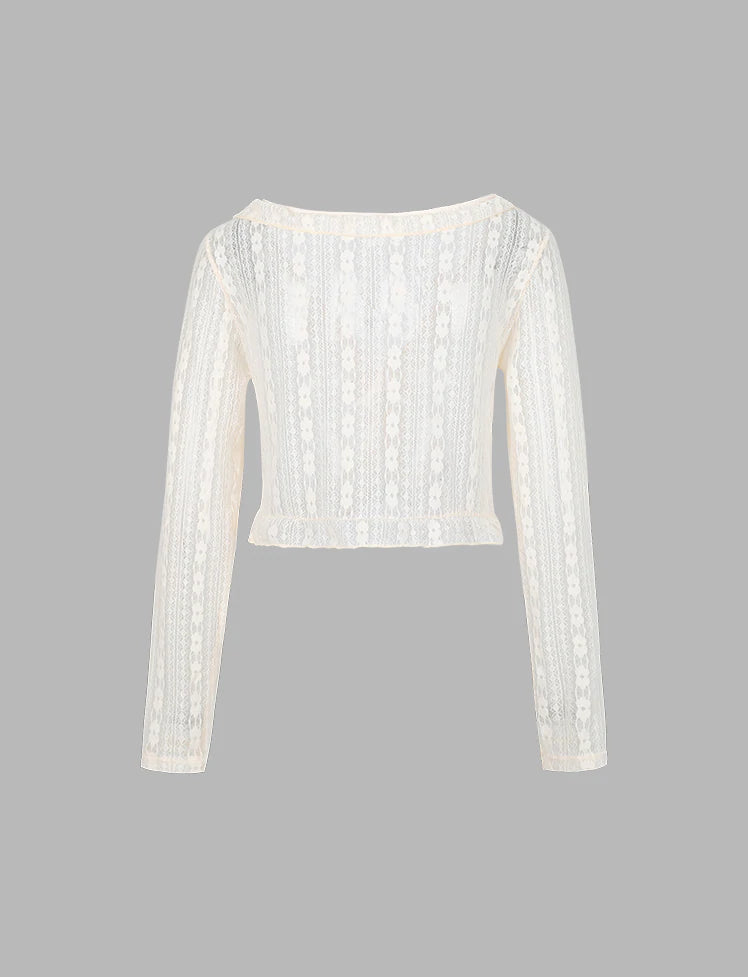 Ruffled Lace Long Sleeve Top