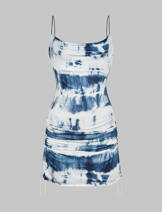 Tie-dye Drawstring Cami Dress