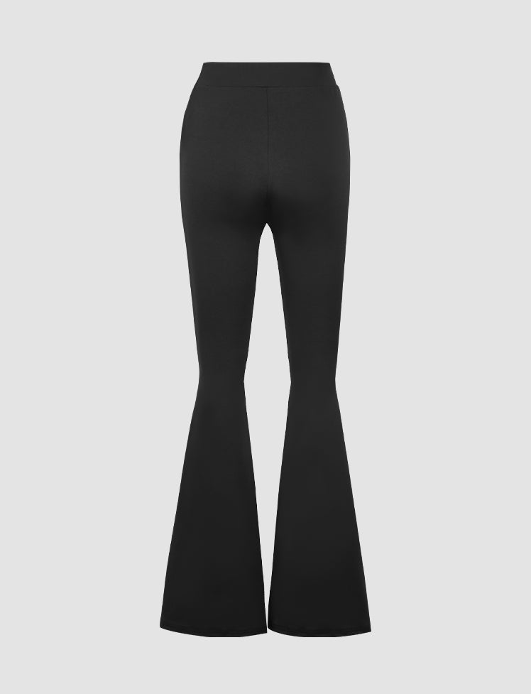 Solid Color High-waisted Large Flared Pants