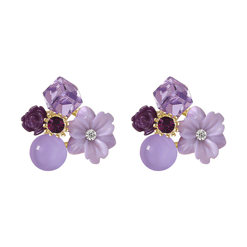 Purple Flower Earrings