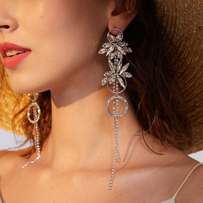 Ring Tassel Long Earrings