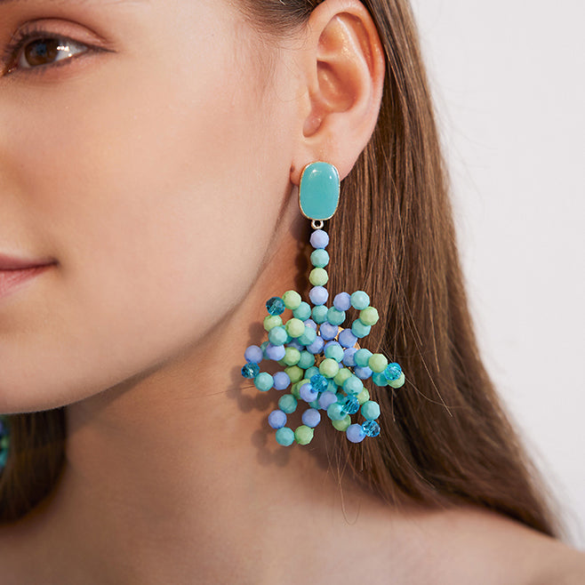 Tri-color Cute Flower Earrings