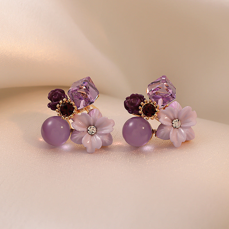 Purple Flower Earrings