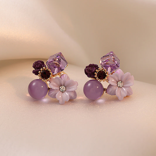 Purple Flower Earrings