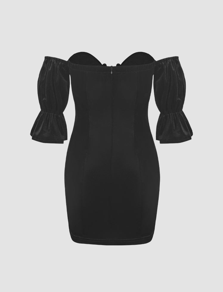 Off Shoulder Ruffled Sleeve Dress