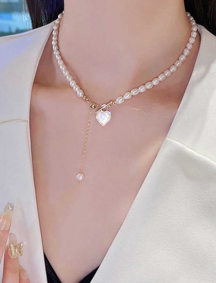 Heart Pearl Pendant Necklace