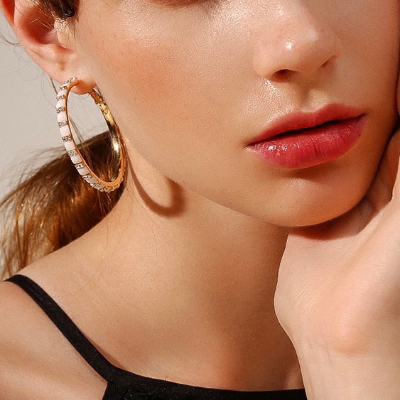 Black and White Opal Earrings