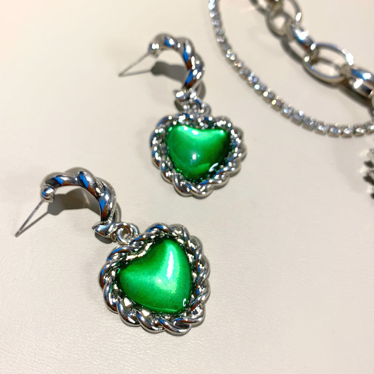 Heart Emerald Earrings