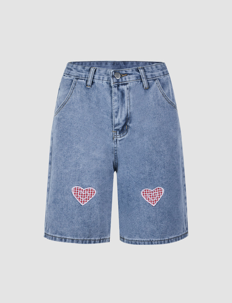 Plaid Heart High Waist Shorts